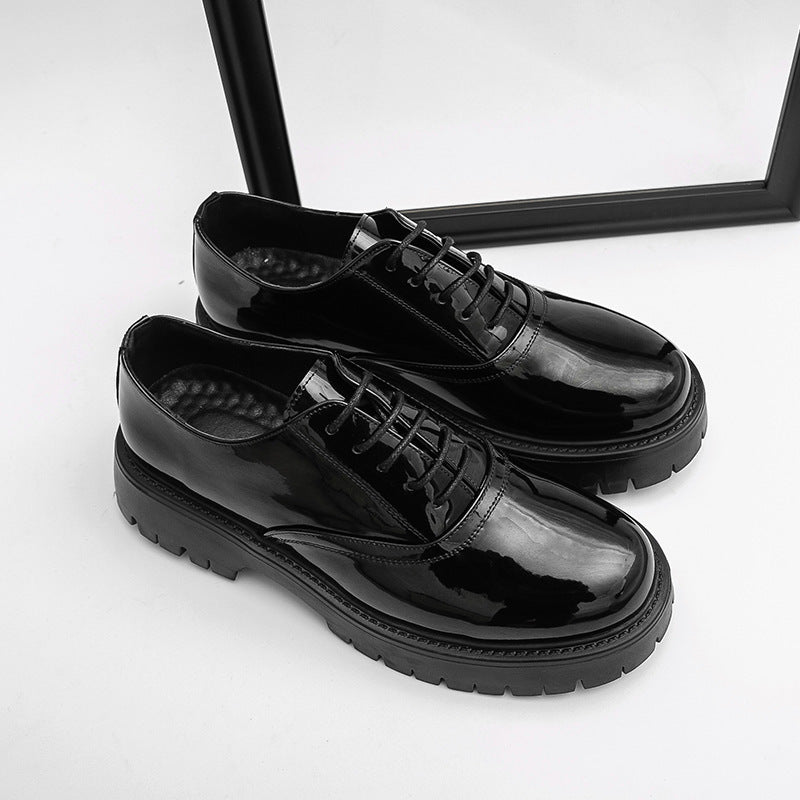 Summer leather shoes for men, chunky sole, british style, business formal, casual slip-ons, trendy