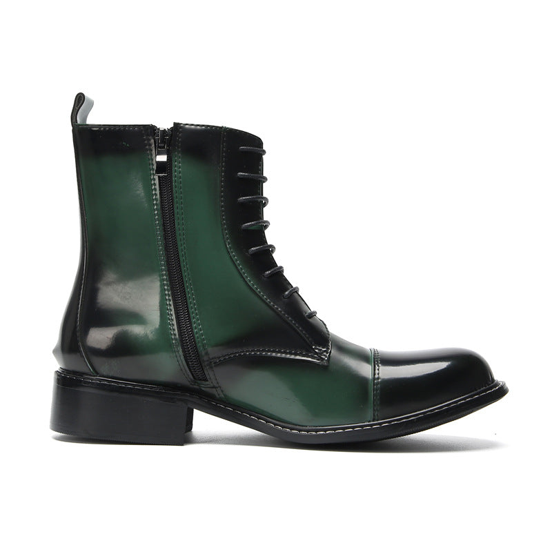 Men's Green Martin Boots – Crocodile Pattern, Crocodile Pattern