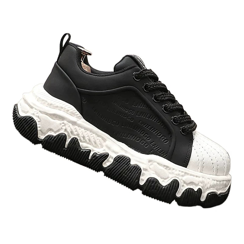 Men's Height-Increasing Lace-Up Low-Top Athletic Casual Trendy Platform Shoes