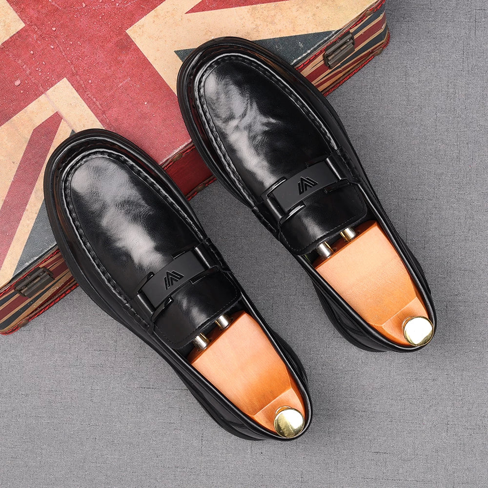 Men's Genuine Leather Loafers, Handmade, Slip-On