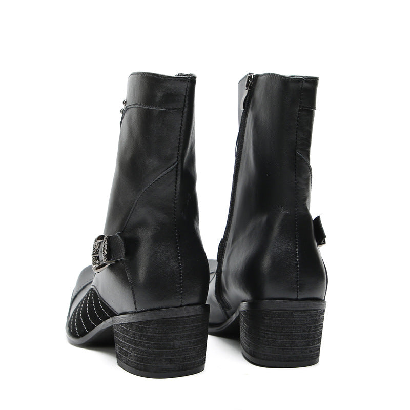 Cowhide high-top Mongolian riding boots cowhide men's boots trendy motorcycle boots retro Martin boots breathable work boots knight boots