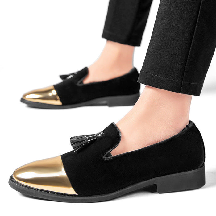 Cross-border men's shoes Europe fashion hair stylist nightclub shiny pointed small leather shoes business dress wedding shoes(P)