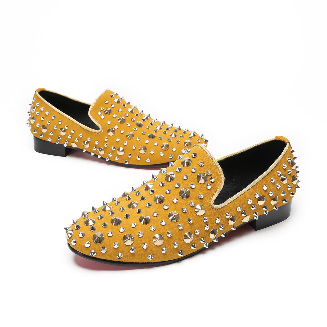 Men's Leather Casual Shoes – Rhinestone Detail, Business