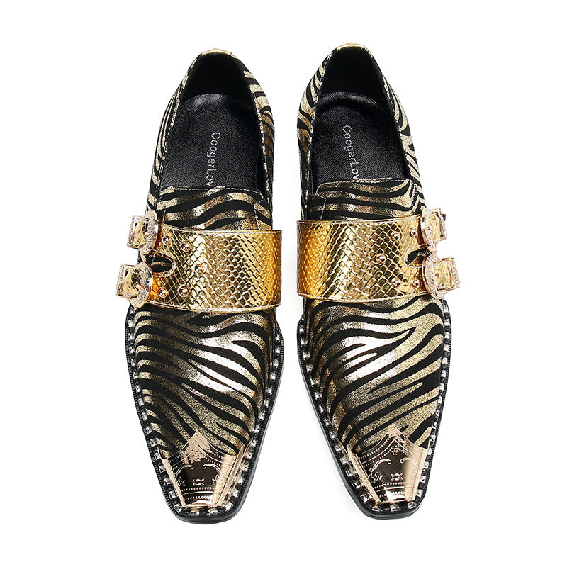 European station cowhide horsebit men's shoes, spring and autumn thick-soled business casual leather shoes, British trendy slip-on loafers