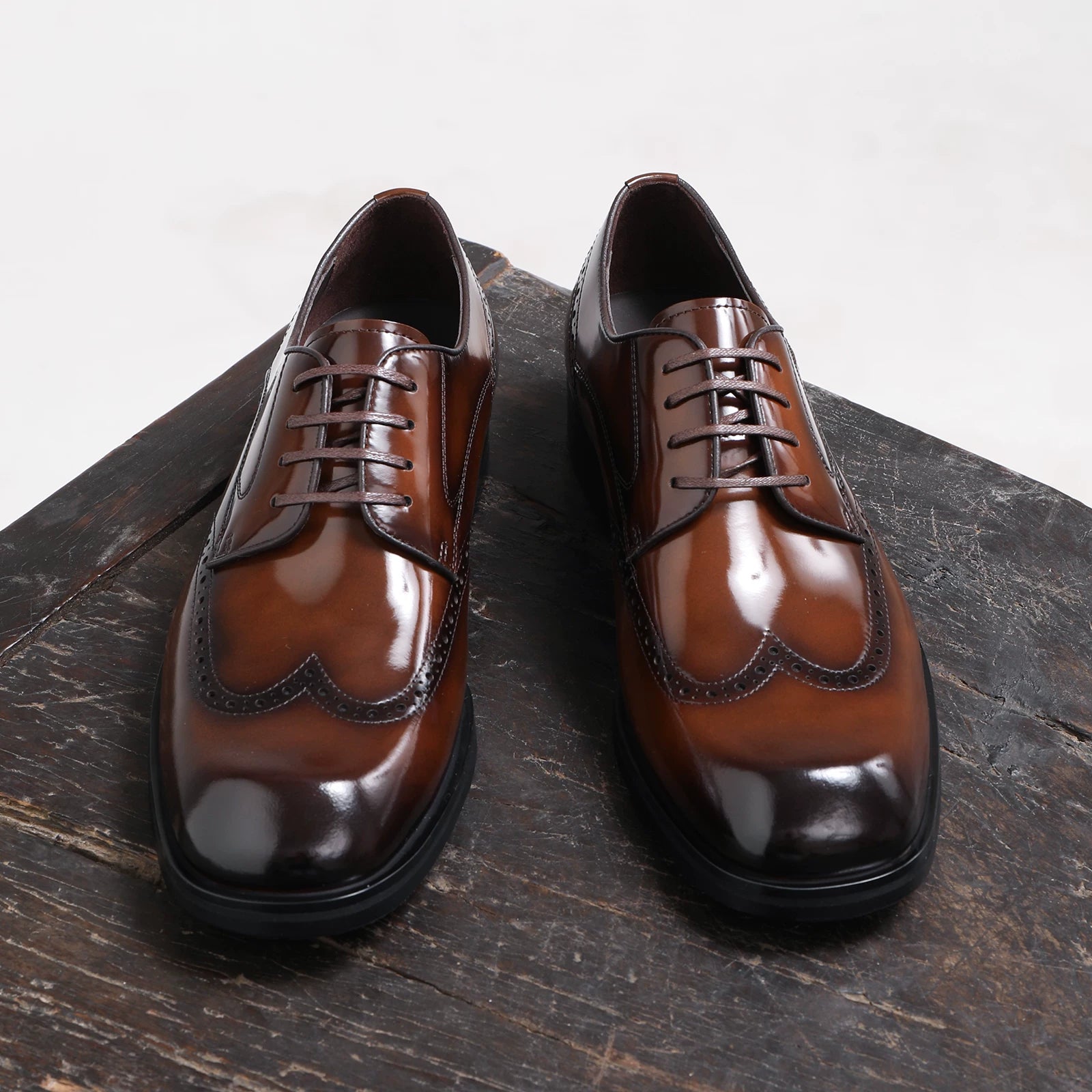 Men's Genuine Leather Derby Shoes, Glossy, British Style