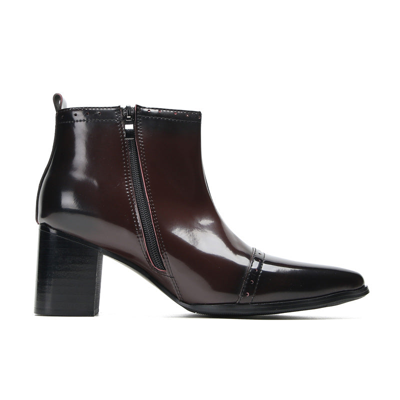 Men's Red Leather Martin Boots – Platform, British Style