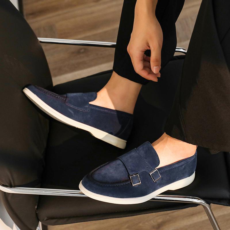 Cross-border buckle plus size pointed leather shoes british style casual formal business casual shoe