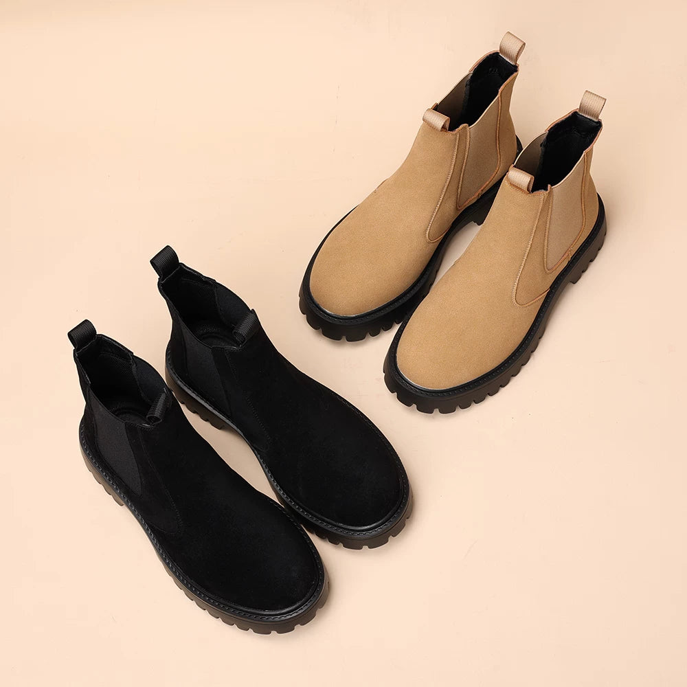 Men's Suede Martin Boots, Height Increasing, Thick Sole