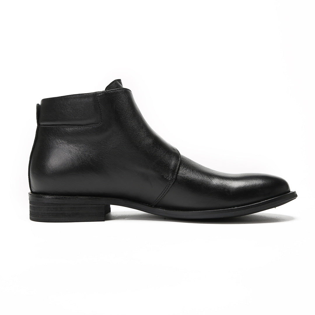 Cowhide foreign trade genuine leather men's autumn mid-top leather boots Brock carved Martin boots Chelsea boots Martin boots short boots