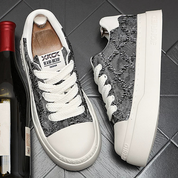 Men's New Low-Top Denim Korean Style Casual Trendy Skate Shoes