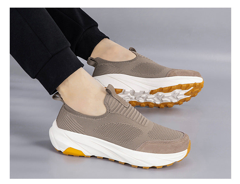 Summernew arrival wide toe men's breathable mesh walking shoes lightweight soft bottom slip-on outdoor casual sports shoes 9