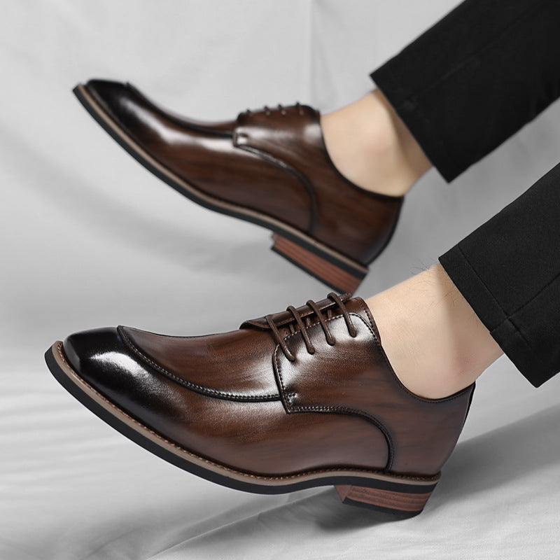 Men's plus size leather dress shoes - stylish business formal shoes for men, trendy british gentlema