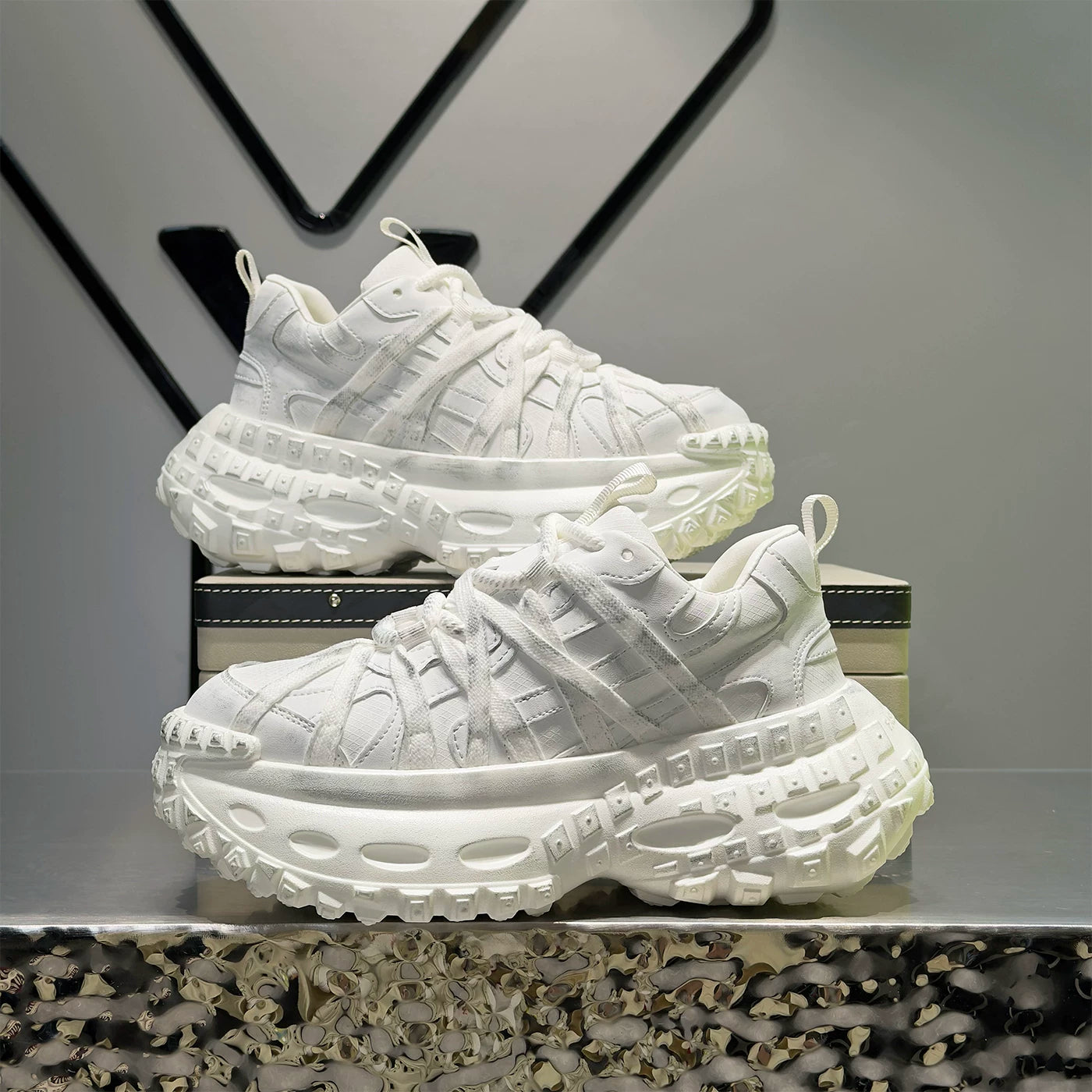 Men's Height-Increasing Platform Breathable Retro Chunky Dad Sneakers