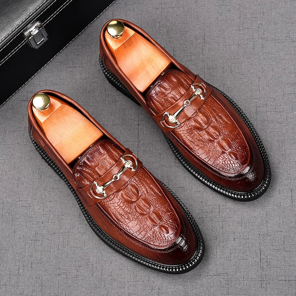 Men's Brown Loafers, Height Increasing, Slip-On
