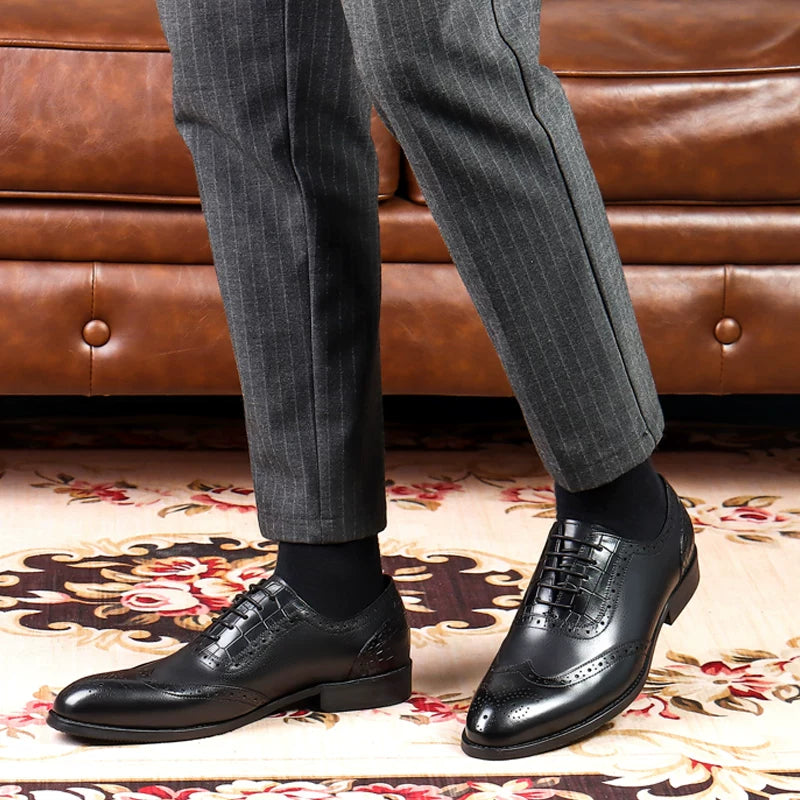 Men's Genuine Leather Oxford Shoes, Handmade, British Style