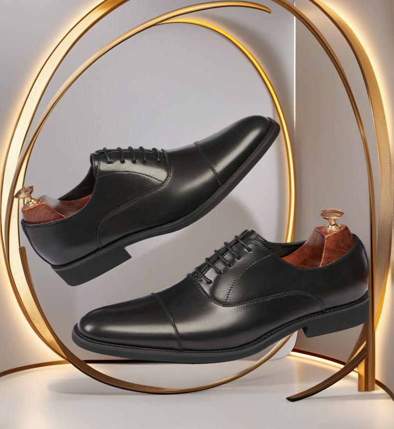 Cross-border 2026 spring/autumn three-panel leather dress shoes for men - anti-slip, business formal