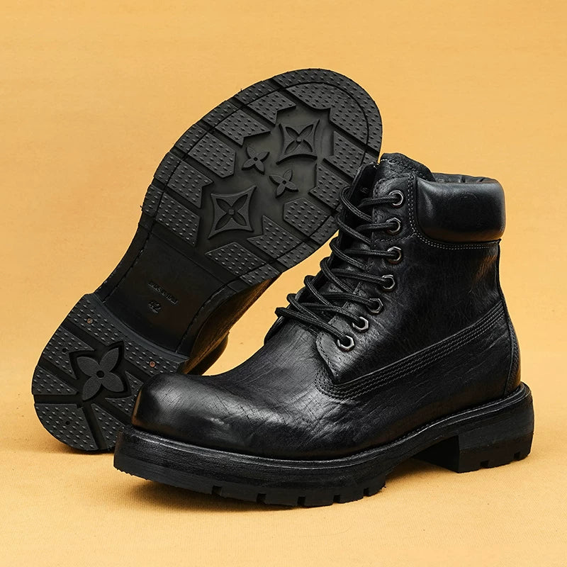 Men's Genuine Leather Martin Boots, Handmade, Vintage
