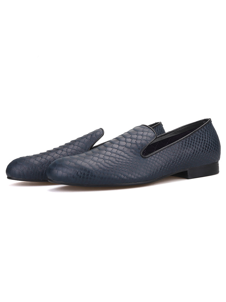 Summer new style genuine leather crocodile pattern embossed men's loafers, handmade British style gentleman's casual smoking shoes, trendy single shoes