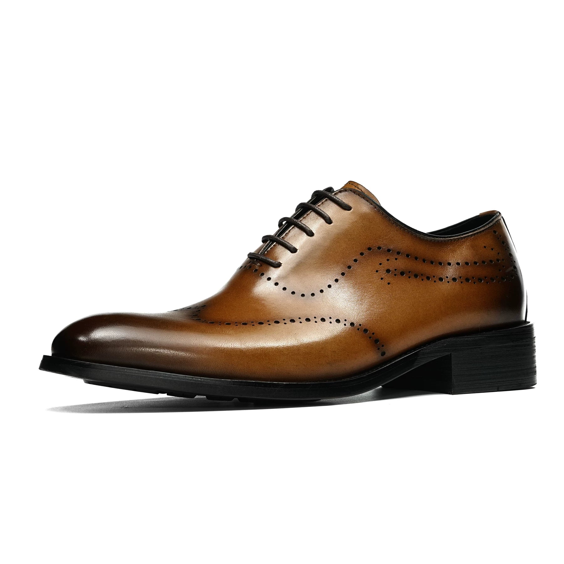 Men's Brown Genuine Leather Oxford Shoes, Handmade, British Style