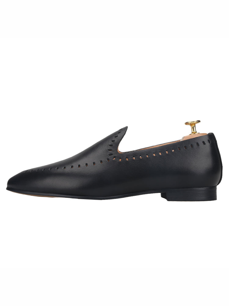 European and American style first-layer calfskin men's classic slip-on loafers with hollow design, summer breathable lazy shoes trend