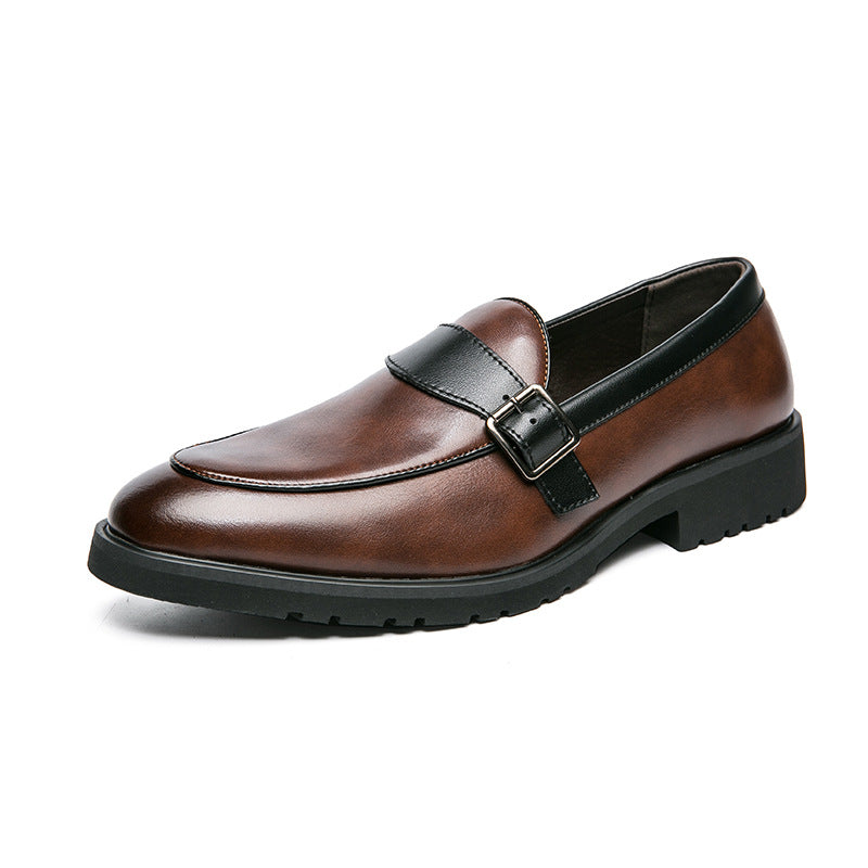 Exportplus size buckle men business casual leather shoes fashion formal wear slip-on men's shoes bla 6