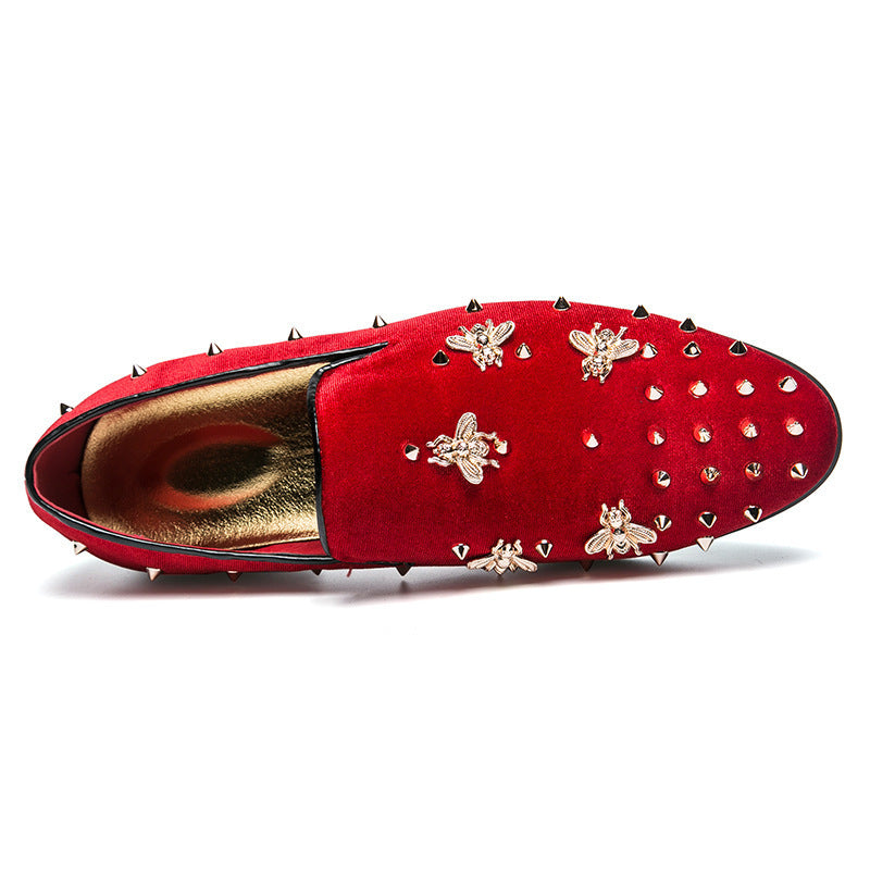 Cross-border hairstylist men's shoes fashion british studded shoes exportplus size slip-on driving 8