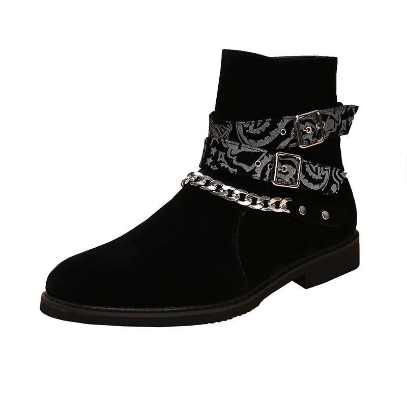 Men's Suede Martin Boots, Height Increasing, Pointed Toe