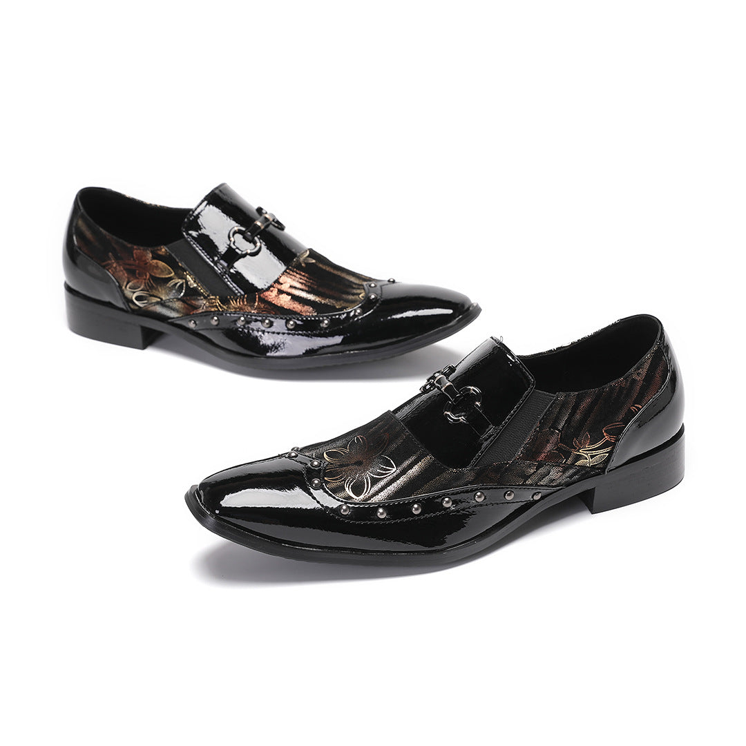 Men's Leather Casual Shoes – Rhinestone Detail, Handmade – Style 37
