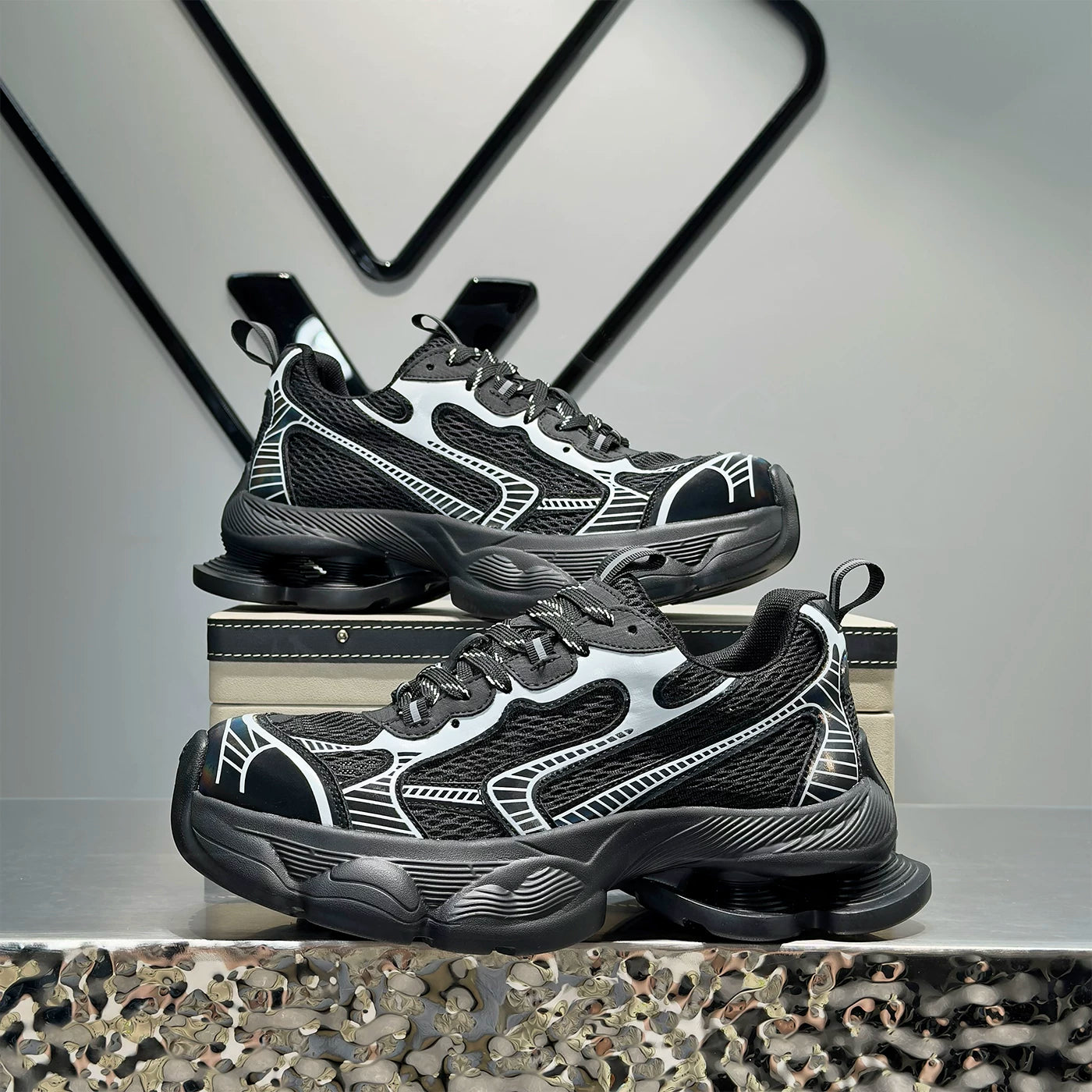 Men's Platform Breathable Mesh Chunky Dad Sneakers Summer New