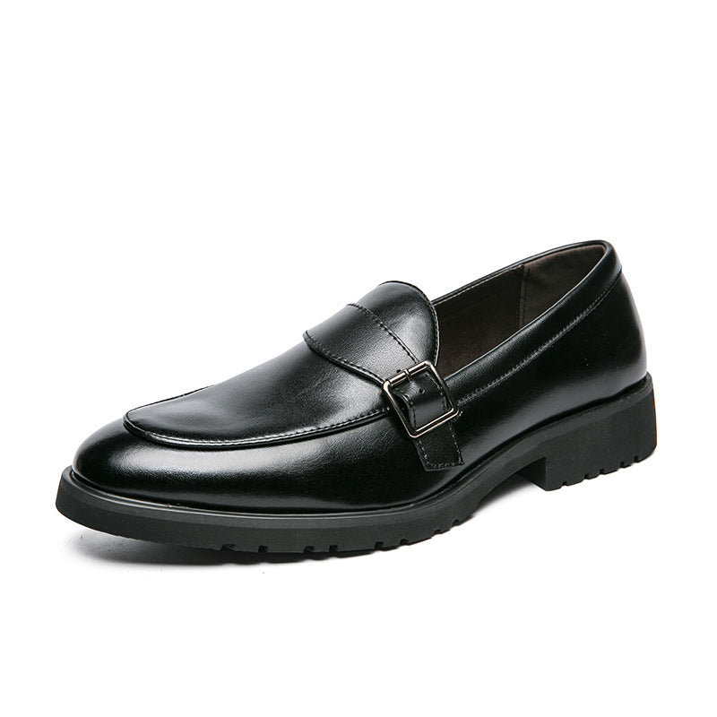 Exportplus size buckle men business casual leather shoes fashion formal wear slip-on men's shoes bla 5