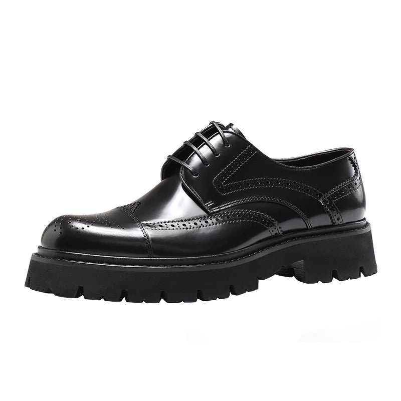 Men's Genuine Leather Derby Shoes, Height Increasing, Thick Sole