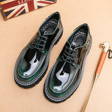 Cross-border mencasual glossy leather shoes men's round toe british patent leather men's shoes busin
