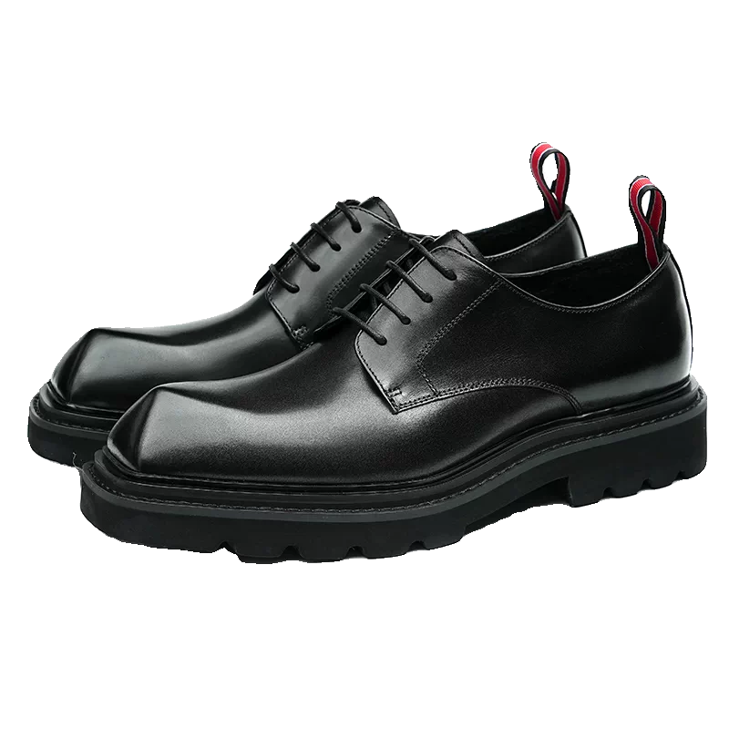 Men's Genuine Leather Derby Shoes, Height Increasing, Thick Sole