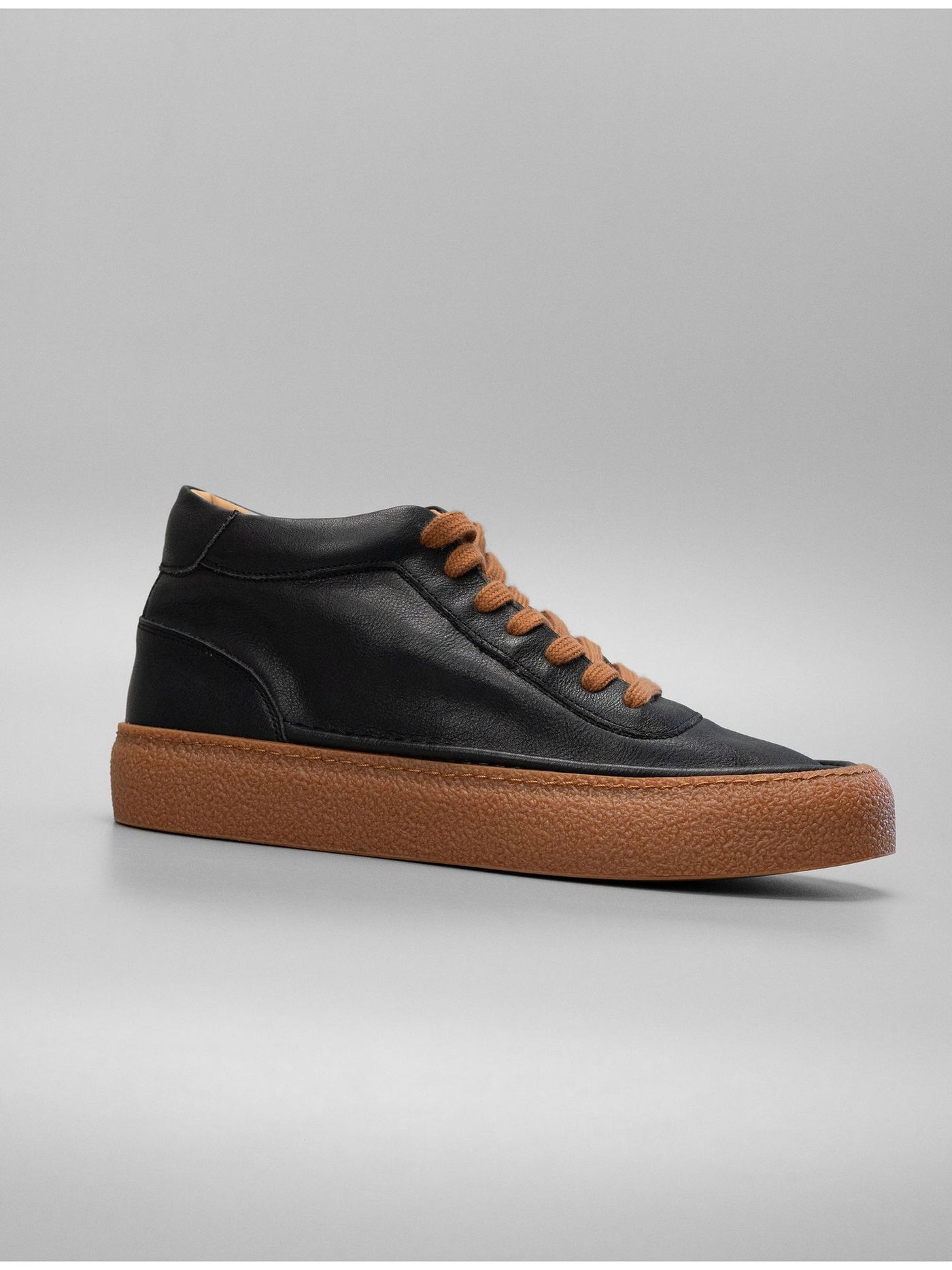 European station 2024 new retro solid color trendy shoes black cowhide sneakers versatile genuine leather mid-top men's casual shoes 14