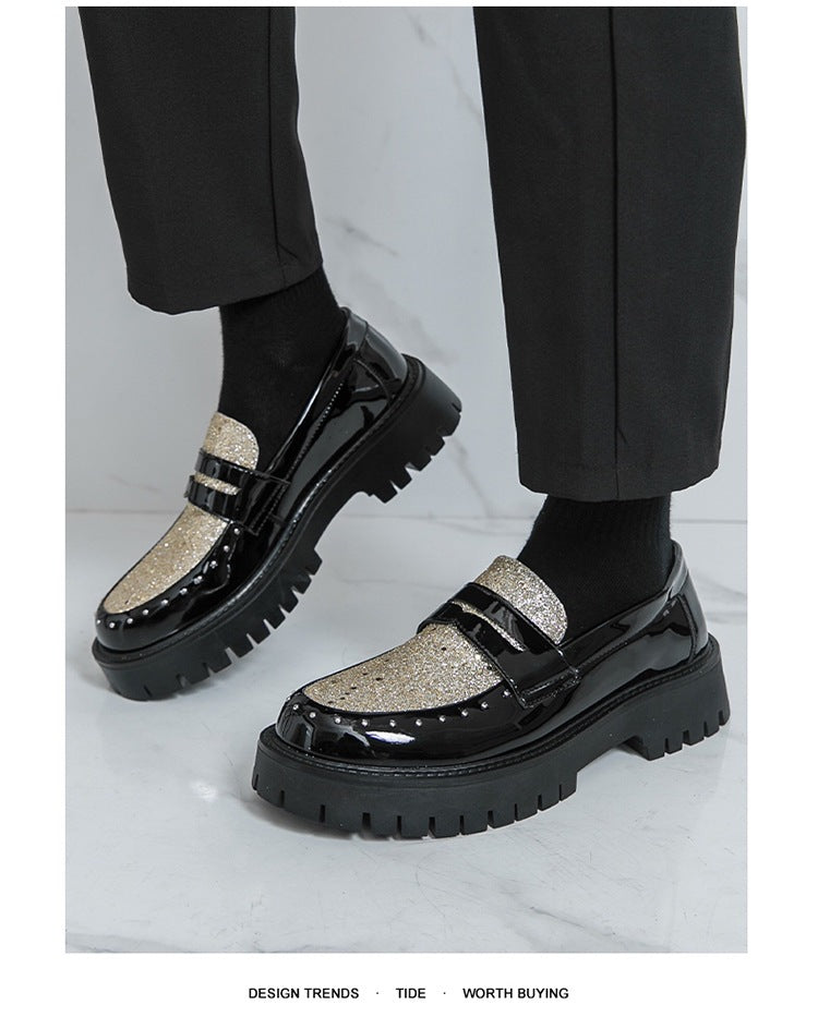 Men's trendy slip-on loafers: chunky sole, height-boosting leather shoes for business, casual, night 10