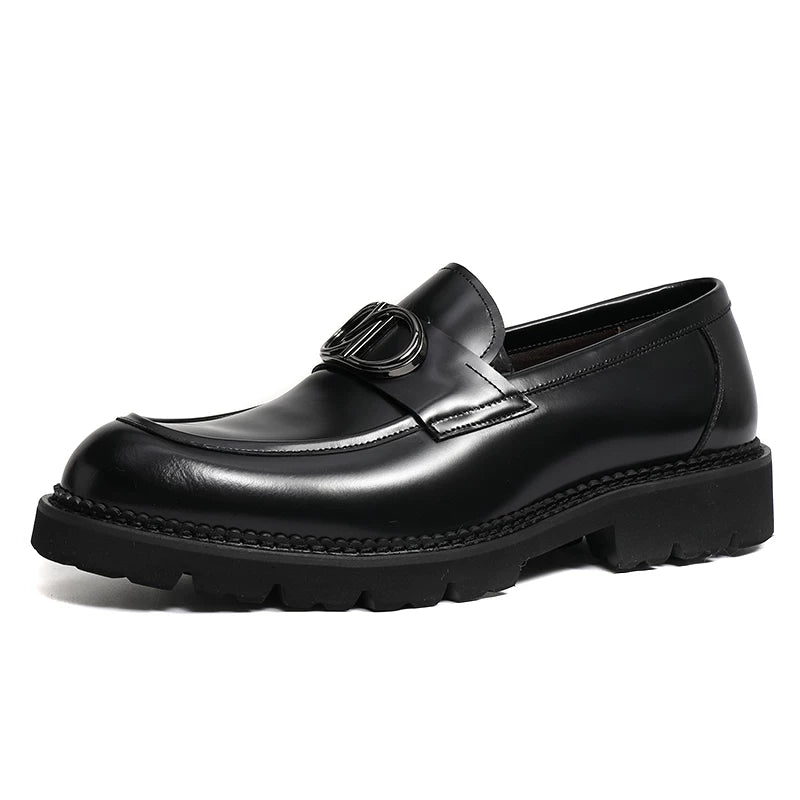 Men's Genuine Leather Loafers, Thick Sole, Slip-On
