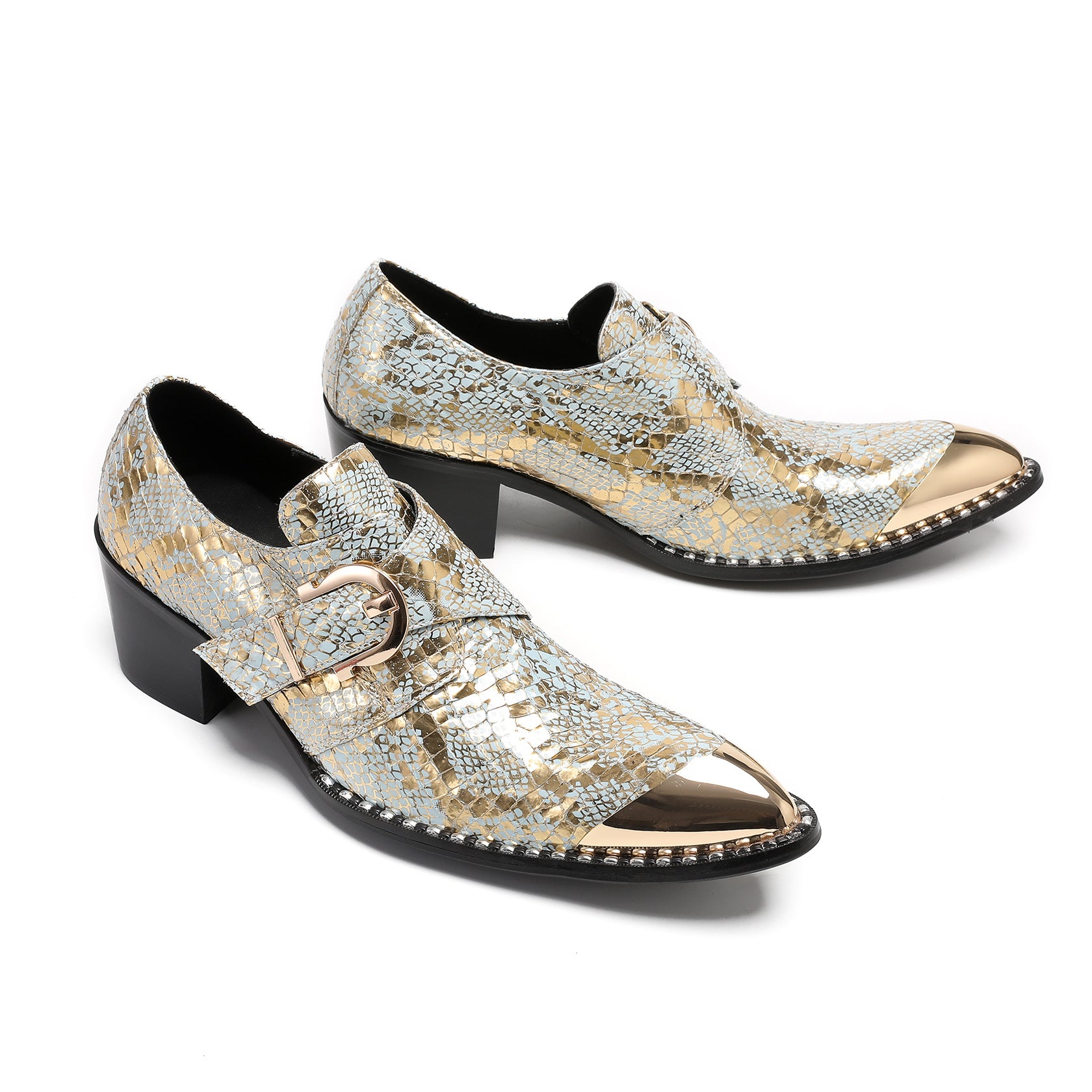 Men's Silver Leather Derby Formal Shoes – Pointed Toe, Business