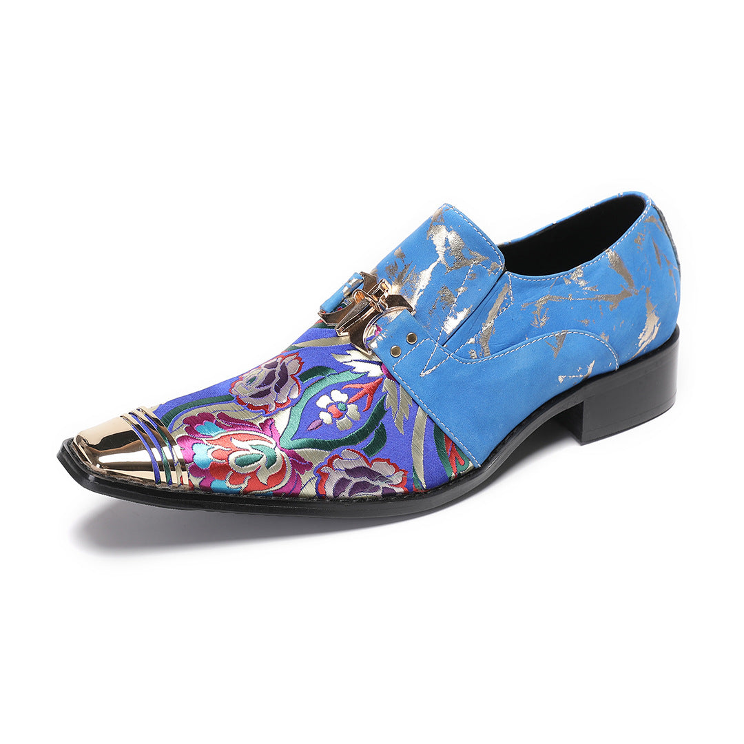 Tide brand Italian handmade rhinestone leather shoes men's summer casual foot cover a pedal cowhide hair stylist Doudou shoes tide