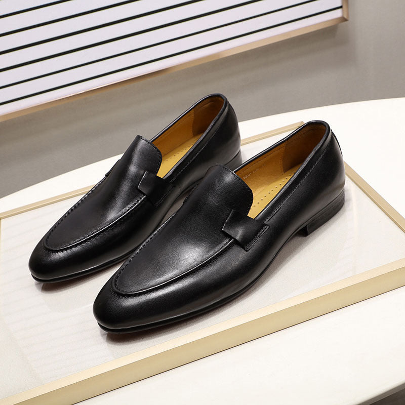 European and American Classic Slip-on Casual Men's Shoes First Layer Cowhide Men's Wedding Banquet Leather Shoes Men's Guangzhou Leather Shoes Foreign Trade