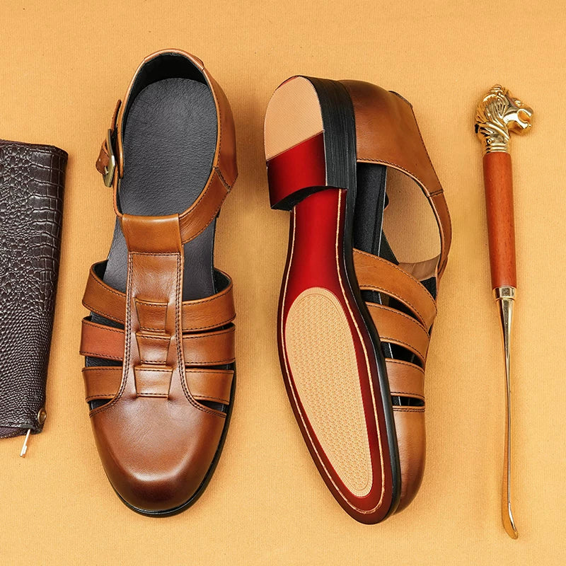 Men's Genuine Leather Sandals, Breathable