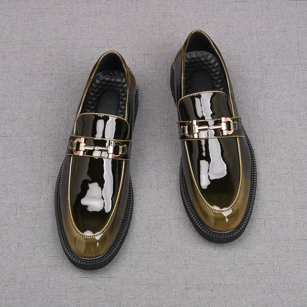 Men's Patent Leather Loafers, Height Increasing, Slip-On