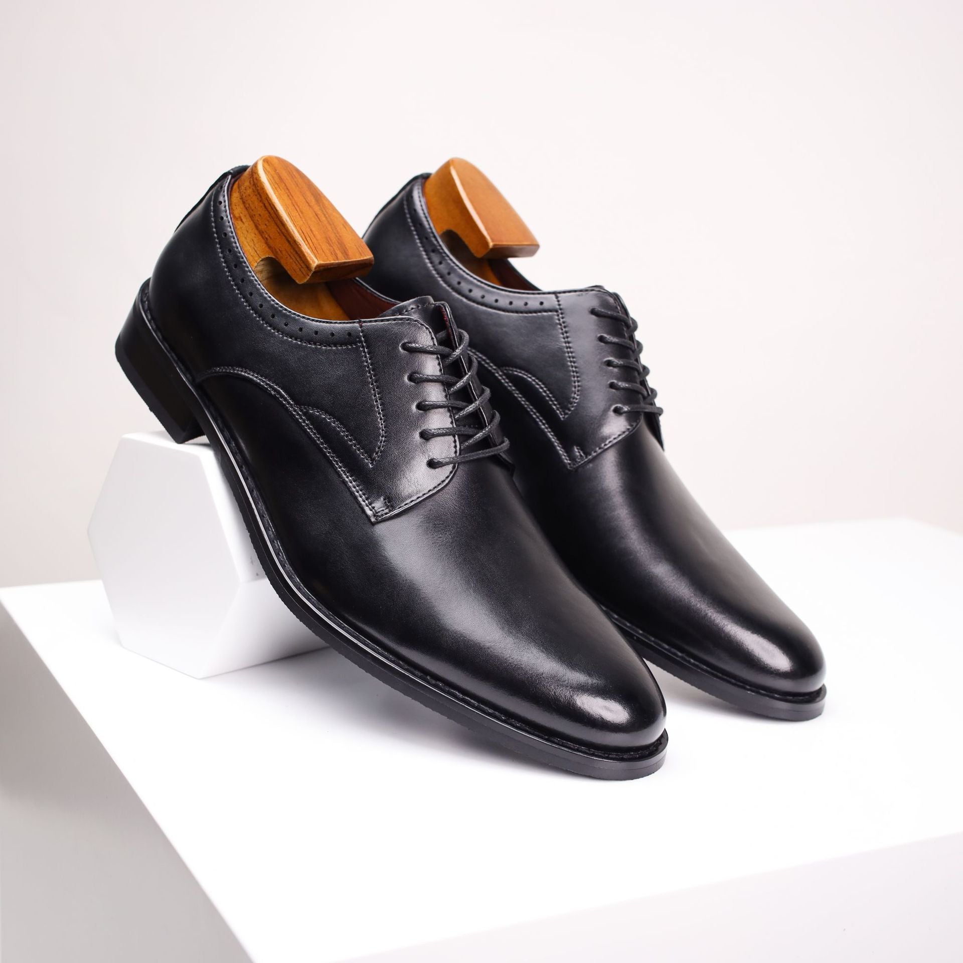 Men's leather dress shoes - genuine leather, british style, smooth upper, formal business derby shoe