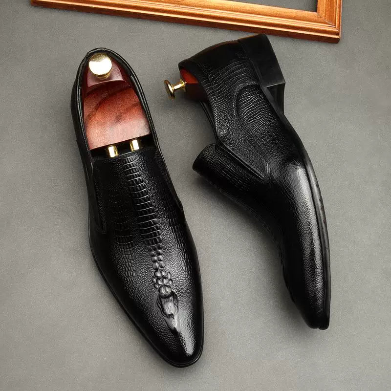 Men's Genuine Leather Wedding Shoes, Breathable, Pointed Toe