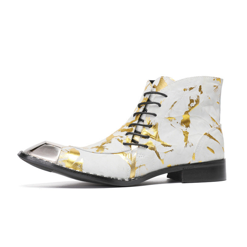 New British style retro old polished handmade shoes cowhide Martin boots trendy boots leather boots soft-soled short boots men's shoes