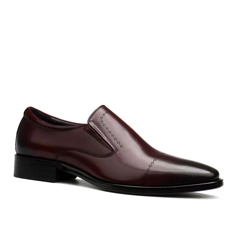 Men's Genuine Leather Derby Shoes, Pointed Toe, Slip-On