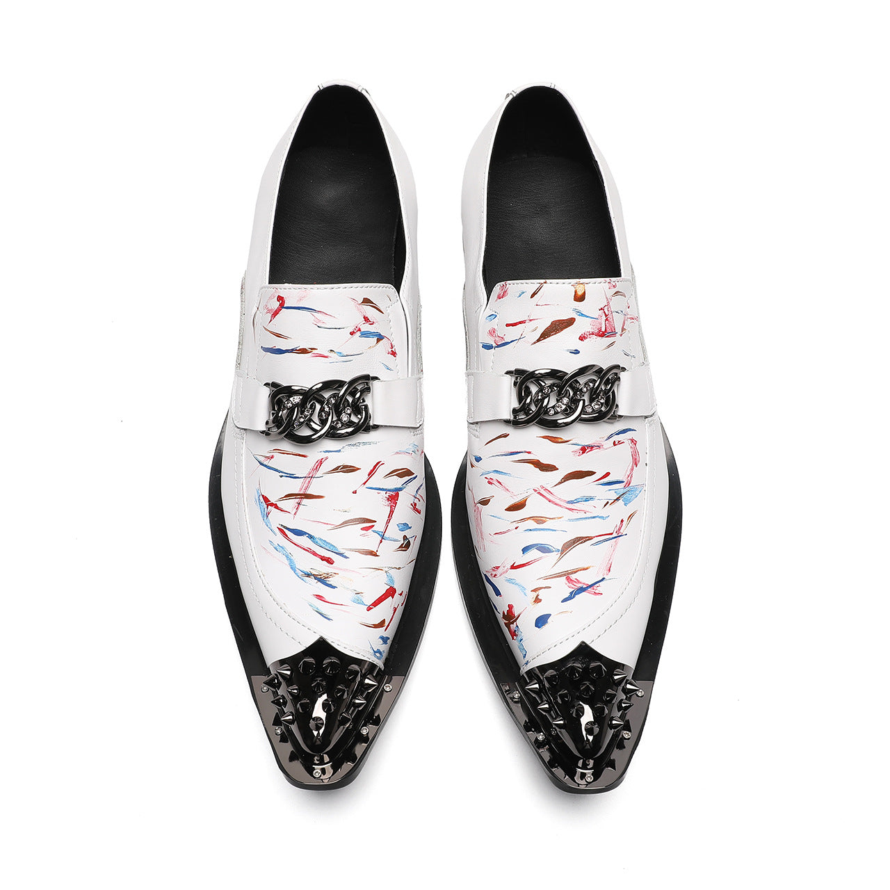 Men's personalized leather shoes, British pointed men's high heels, the Korean version has a height increase of 8cm, and summer hairstylist leather shoes are white.