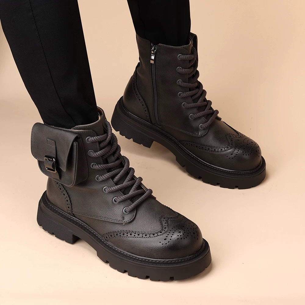 Men's Martin Boots, Height Increasing, Thick Sole