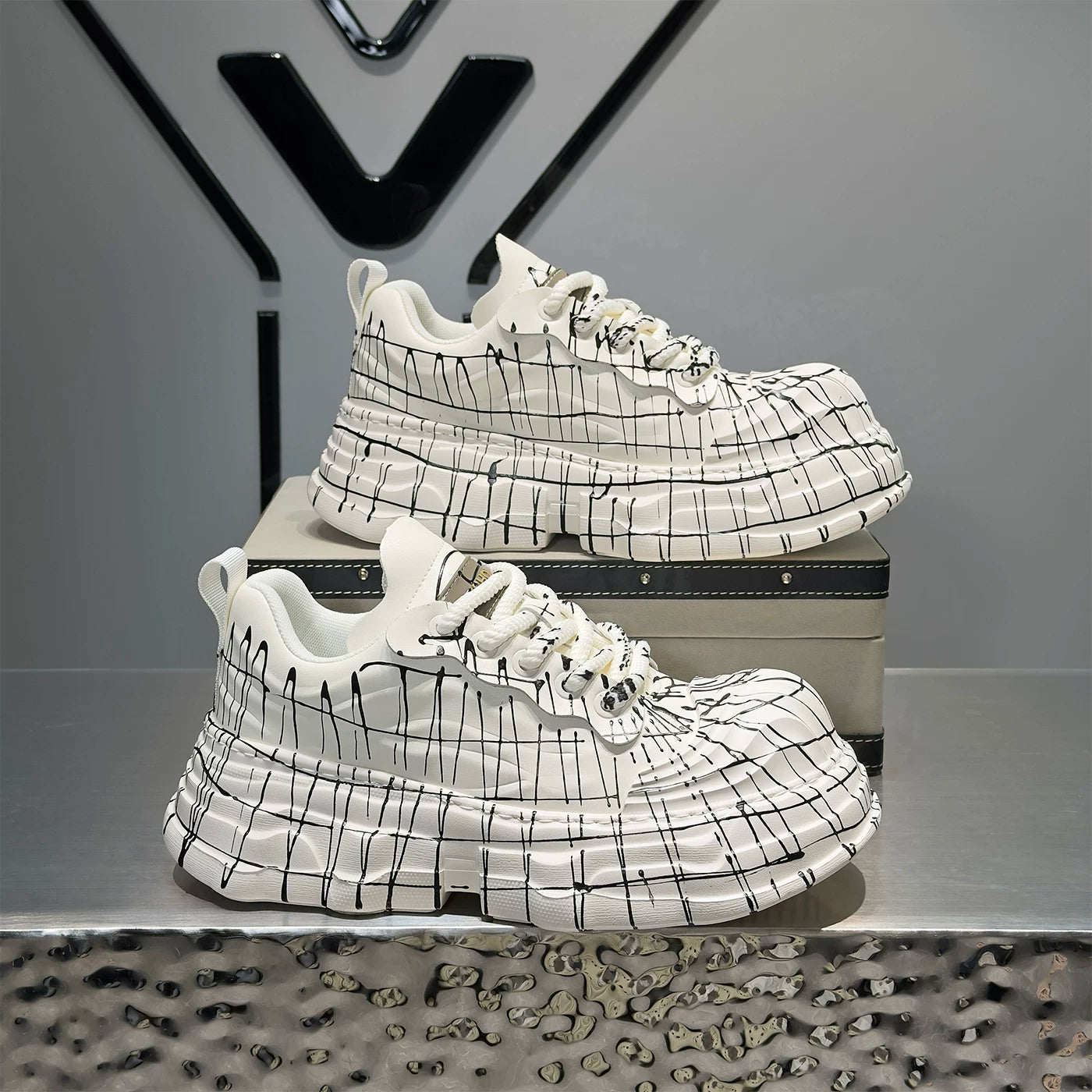 Men's Platform Height-Increasing White Chunky Sneakers Casual 2026 New