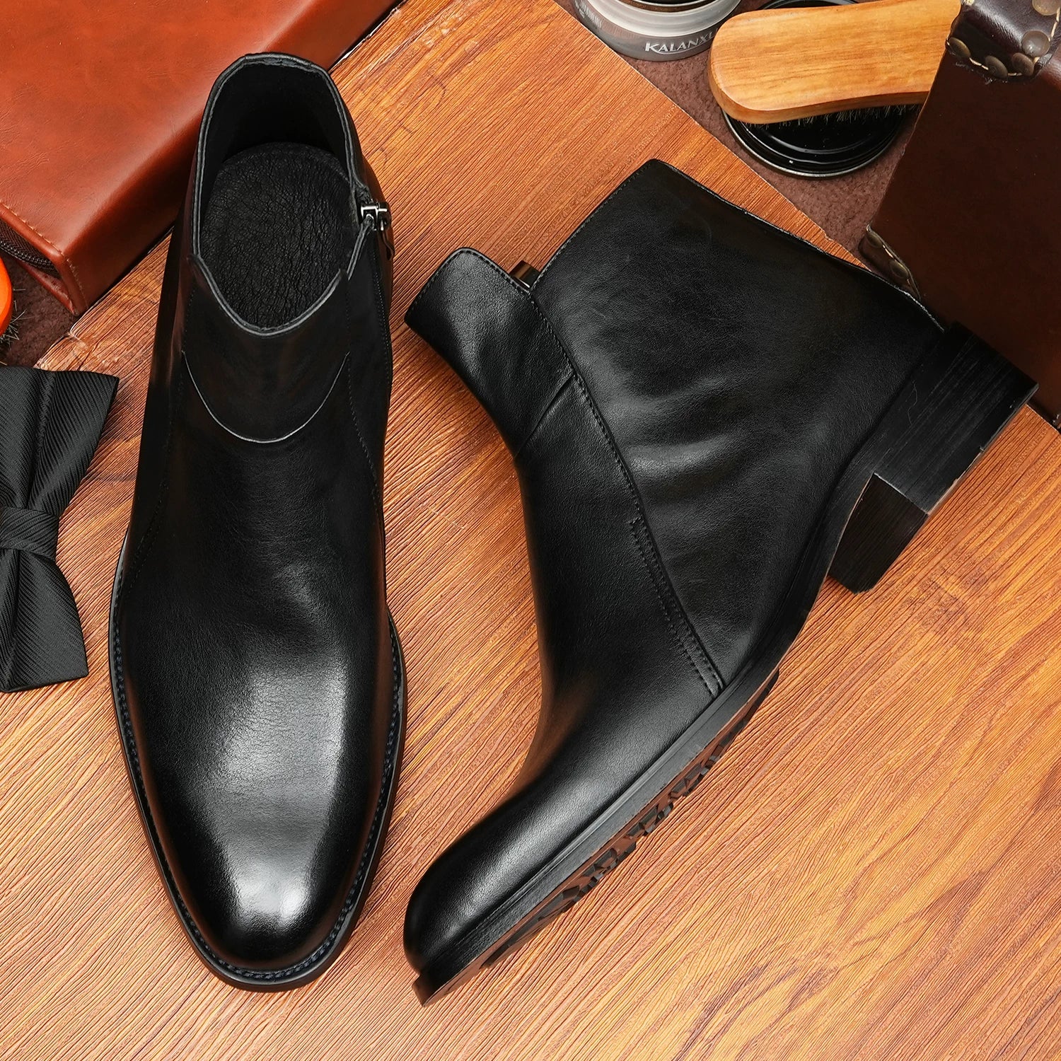 Men's Genuine Leather Martin Boots, Pointed Toe, British Style