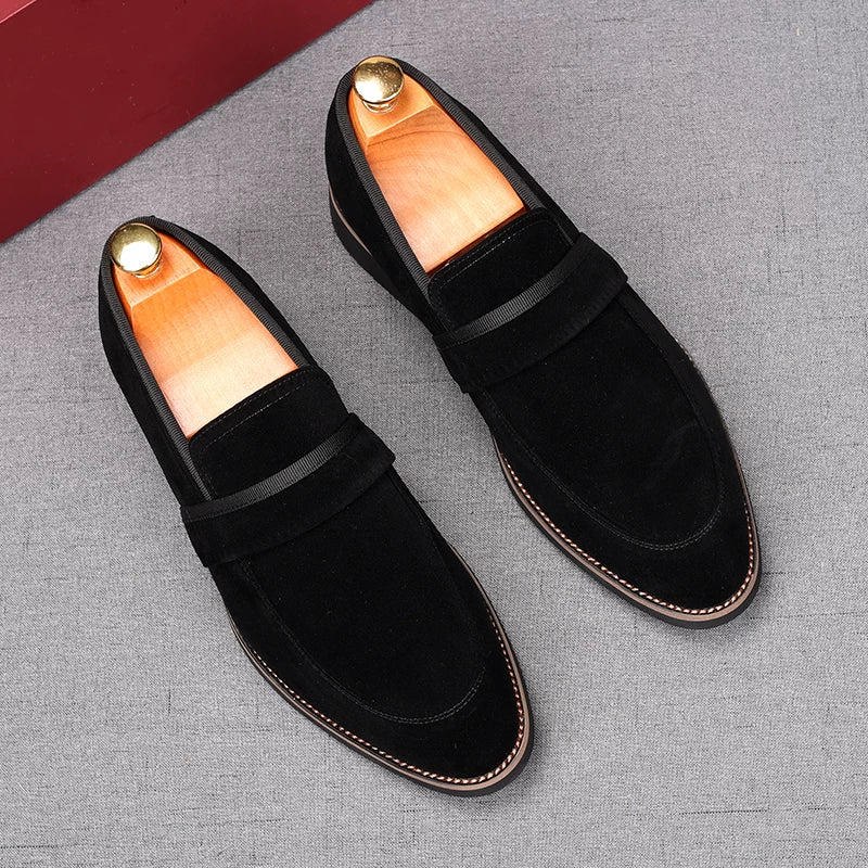 Men's Suede Loafers, Height Increasing, Pointed Toe